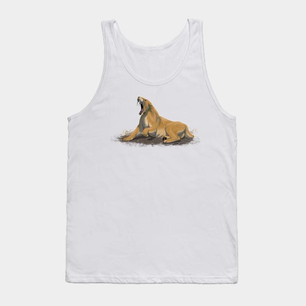 Yawning Smilodon Fatalis Tank Top by Interfector